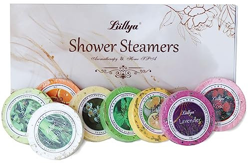 Liillya Lot de 8 de Bain Vapeur Pour la Douche - Bombes de Douche Douche Vapeur Aromathérapie Revigorant et Relaxant Pour Maman et Femme Douche Comprimés Maison SPA Huiles Essentielles Naturelles