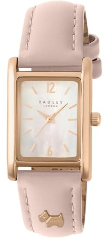 RADLEY Women's Rose Gold Plated Mother of Pearl Pink Leather Strap Analogue Quartz Watch RY21724