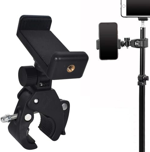 Homirty Bike Phone Holder, Motorcycle Phone Mount, Mobile Phone Mount for Bicycle, Motorbike Phone Holder Waterproof Detachable, with Quick Release Handlebar Clamp, for Cellphones (Black)