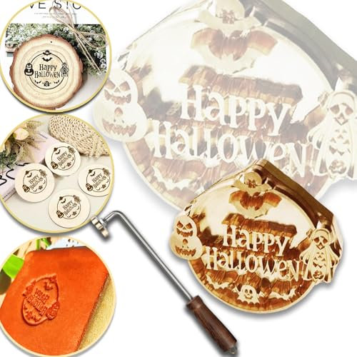 Halloween anpassat märke järn för trä, personligt märke järnstämpel, mässing värmestämpel med handtag för halloweenfest och hantverksgåvor