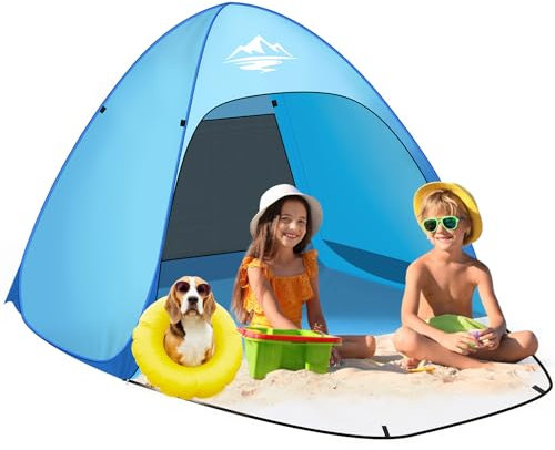 Purebox Beach Tent Pop Up 1-3 Persons, UV 50+ Protection Sun Shade Baby Beach Tent Canopy, Lightweight Portable & Easy Set Up Outdoor Tents with Zipper Door, Shade (M)
