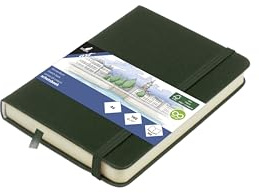 Kangaro Art - Blocco da disegno, formato A6, copertina rigida in poliuretano, 80 fogli, 140 grammi, carta color crema con elastico e nastro
