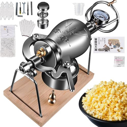 KYZTMHC Popcorn tryckkokare, vintage popcornmaskin, kan göra popcorn och värma mat, med precisionstryckmätare och bas, för familjefest(328ml)