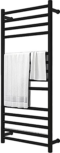 Asciugamano asciugamano/asciugamano a parete a parete nera portavalo riscaldato elettrico con 5 quadrati bar, 304 berrono asciugale in acciaio inossidabile riscaldato elettrico per bagno, plug in