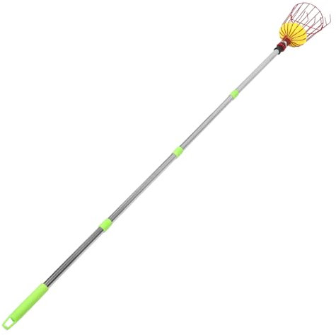 Gogogmee Fruchtpflücker mit Ausziehbarem Teleskopstiel Obstpflückwerkzeug für Äpfel Birnen und Zitronen Leicht und Tragbar für Gartenarbeiten mit Verstellbarem Korb für Hohen Ertrag