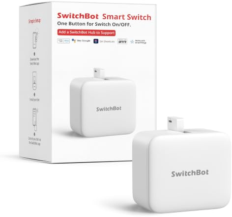 SwitchBot Rechargeable Smart Switch Button Pusher (Bluetooth) â Fingerbot for Rocker/One-Way Buttons, App Timer Control, No Wiring, Optional Hub for Voice/Remote, White
