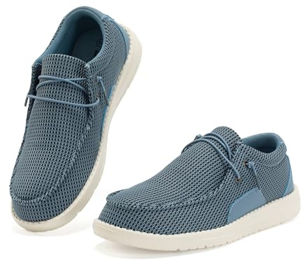 JOMIX Mocasines de Hombre Verano Planos sin Cordones Zapatos Náuticos Transpirables Cómodos y Livianos para Caminar y Ocasiones Formales