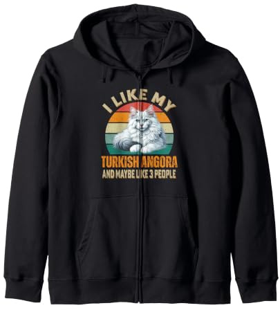 J'aime Mon Angora Turc et Peut-être 3 Personnes Qui Aiment Les Chats rétro Sweat à Capuche