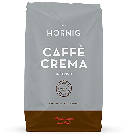 J. Hornig Caffè Crema Espresso Beans, Caffè Crema Intenso, Intense Arabica and Robusta Blend, Whole Coffee Beans, 1000g Pack