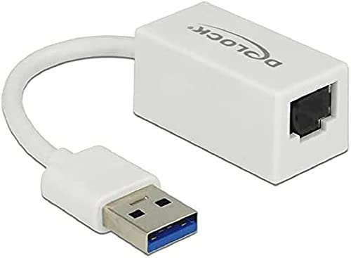 DeLOCK Adaptador USB-A 3.1 Gen 1 (Macho) RJ-45 Gigabit LAN, Color Blanco