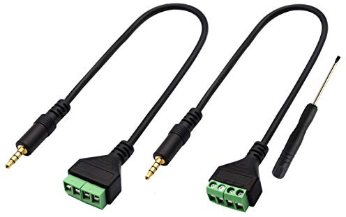 zdyCGTime 3,5 mm skruvterminalblockkabel 3,5 mm (1/8 tum) stereo TRRS ljud hane till 4 stift/väg hona bult skruv hörlurar balum omvandlare adapterkabel. (30 cm/2-pack)