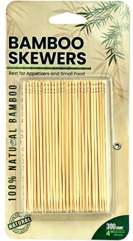 DecorRack 300 Bamboo Cocktail Picks, 4 inch Appetizer Skewers (300 Pack)