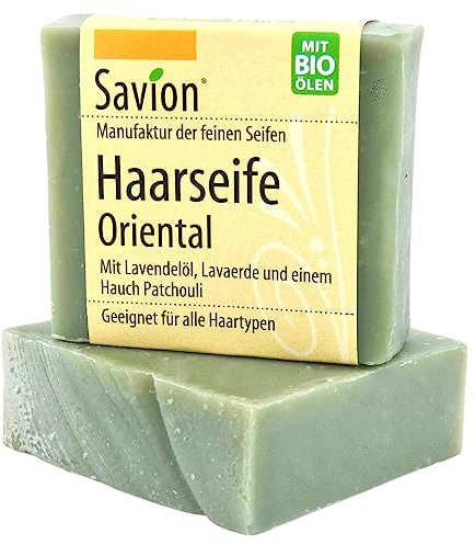 Savion Haarwaschseife Oriental | Bio & Natürlich | Lavendelduft & Patchouli | Vegan | Palmölfrei | Plastikfrei, 85g