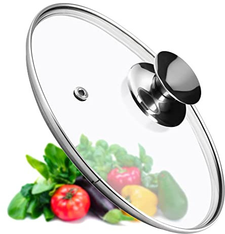 KADAX Couvercle en verre Ø 26 cm pour casseroles et poêles, avec trou vapeur intégré et poignée argentée, pour la cuisson au quotidien et surveiller la cuisson sans interrompre le processus