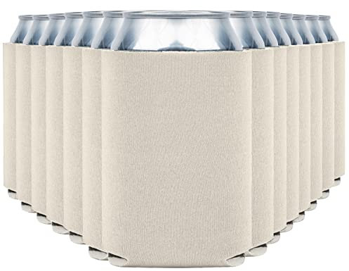 Blank Beer Can Cooler Sleeves (60-Pack) Soft Insulated Beer Can Coolies - HTV Friendly Blank Koolies in Bulk for Beer Cans & Bottles - Coolie Blanks for Vinyl Projects & Wedding Favors (Stone)