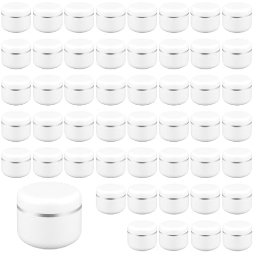 ZEONHEI Lot de 50 pots cosmétiques en plastique avec couvercles, 50 g, pots de voyage vides pour produits de toilette, crèmes, beauté des ongles