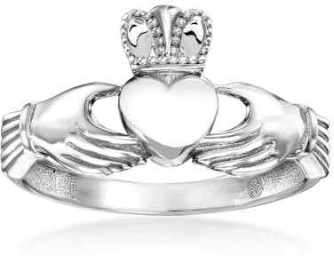 Ross-Simons 14kt White Gold Claddagh Ring. Size 8