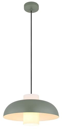 Hängeleuchte Glas Pendelleuchte grün Esszimmerlampe hängend, Metall opal,1x E27 Fassung, DxH 38x120 cm