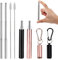 Pajitas De Acero Inoxidable Reutilizables Pajitas Telescópicas con Cepillos De Limpieza Estuche Mosquetón Portátil para Beber Viajar Oro Rosa Negro 2 Juegos
