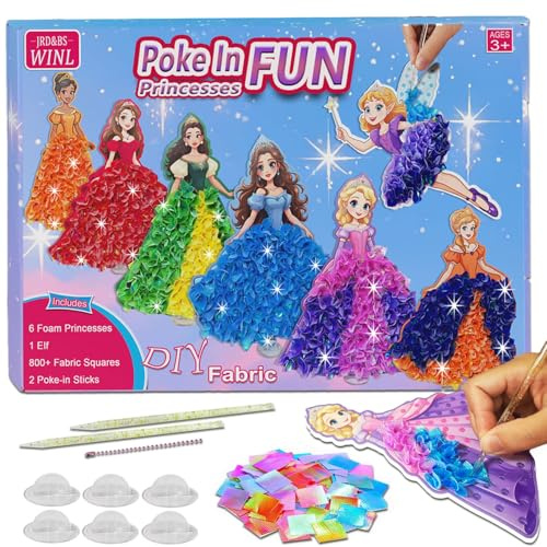 JRD&BS WINL DIY Kunstset für Kinder,Poke-in Kunst Blumenstrauß, kreative Aktivität für Kinder, Geschenk für Mädchen und Jungen ab 3 Jahren,lustiges Stoffkunst-Dekor, Geburtstagsgeschenk (Prinzessinen)