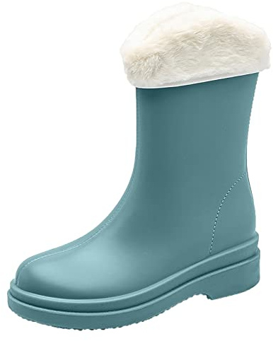 Bottes en caoutchouc pour femme - Bottes de pluie doublées - Imperméables - Antidérapantes - Bottes de jardin - Bottes de jardin - Bottes de travail d'extérieur, bleu, 38 EU