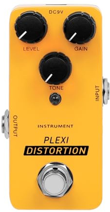 Vroomoto Tube Distortion Pedal Guitar, Metal Case Plexi Distortion Mini Guitar Pedal Classic British Rock AMP 6.35mm, Compact Size For Portability, True Bypass, Superior Noise Reduction