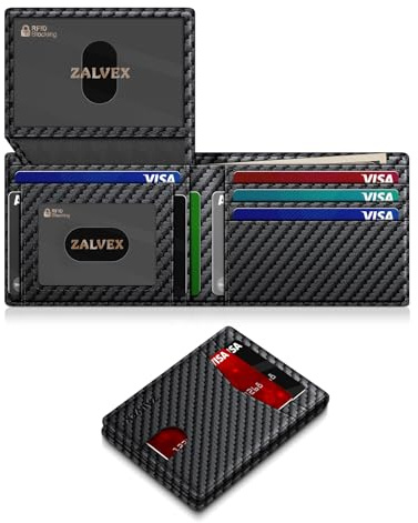 Wallet for Men Slim RFID Blocking Leather Credit Card Holder Wallet for 14 Cards, Bifold Minimalist Thin Wallet with 2 ID Windows & Cash Slot, Front Pockt Carteras Para Hombres, Birthday Gifts for Men