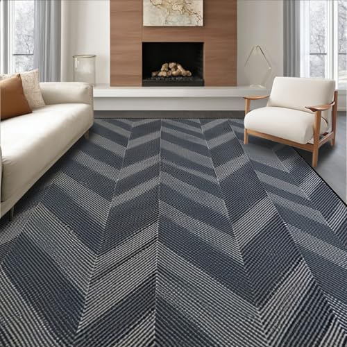 Flatwoven High Traffic Area Rug 8x10, Professional Desk Area Carpet Mat with Caster Wheel Resistance, Non Slip, Stain Resistant, Washable Area Rugs for Living Room, Bedroom (Gray, 8x10)