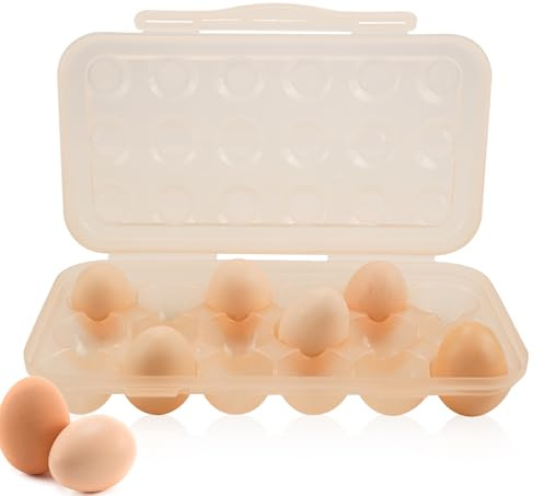 Portauova per frigorifero, confezione da 1 contenitore organizer per uova con coperchio, può contenere fino a 18 uova, scatola porta uova impilabile per campeggio e picnic(Cachi)