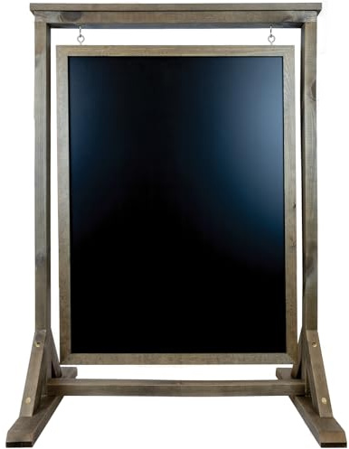 Rustic Handcrafted Chalkboard Sign: Uniquely Designed Wooden Sidewalk Sign Message Board with Double Sided Display. Alternative to A-Frame & Sandwich Board Signs. Use Chalk or Liquid Chalk Markers.