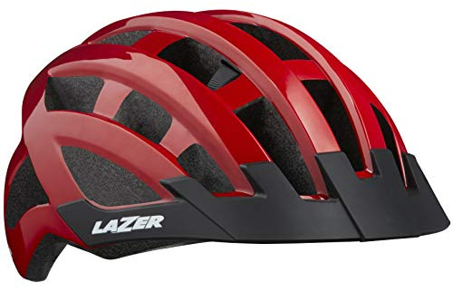 Lazer Compact Mens Cycling Helmet - Red/Black, One Size/Bicycle Cycle Biking Bike Road Mountain MTB Adult Head Safety Guard Skull Protection Breathable Cool Air Vent Commute Riding Ride Wear