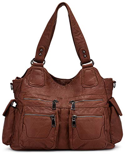 BAIGIO Borsa a mano da donna in morbida pelle lava, con tasche multiple, borsa a tracolla elegante e spaziosa, borsa a mano Tote Cabs, A - Marrone, L, A - Marrone, L, Elegante