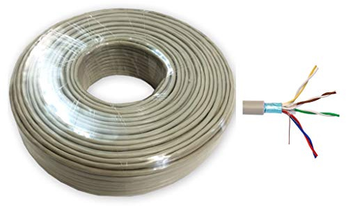 O&W Security Telefonkabel 33 m J-Y(ST) Y – 8-adrig (4x2x0,6 mm) rund, geschirmt mit Aluminium-Folie, Verlegekabel für Telefon/Modem/DSL, für Innen & Außen, grau