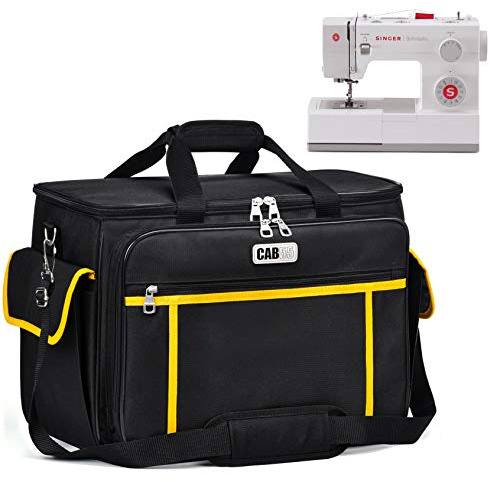 cab55 Funda para máquina de Coser, Bolsa de Transporte para máquina de Coser con Almohadilla Acolchada extraíble, Bolsa de Mano para máquina de Coser y Accesorios de Costura adicionales, Black, 17 x