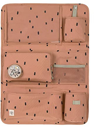 LÄSSIG Organizzatore per auto Organizzatore per sedili posteriori dell'auto Borsa per sedili posteriori dell'auto da appendere pieghevole 55 cm/Car Wrap-to-Go Happy Prints caramello