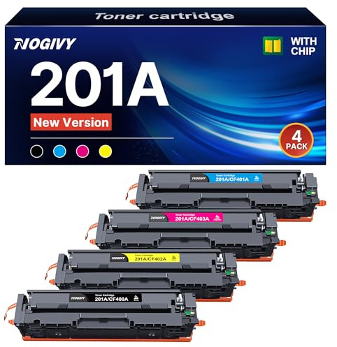 NOGIVY 201A 201X CF400A Toner mit Chip Kompatibel für HP 201A 201X CF400A CF400X Toner für HP Color LaserJet Pro MFP M277dw M252dw M277 M274n M252n M252 M277c6 (Schwarz Cyan Gelb Magenta, 4er-Pack)