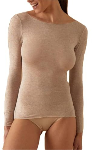 JADEA Maglia Donna in Modal e Cashmere Scollo a Barca, Comoda e Avvolgente, Natural, L