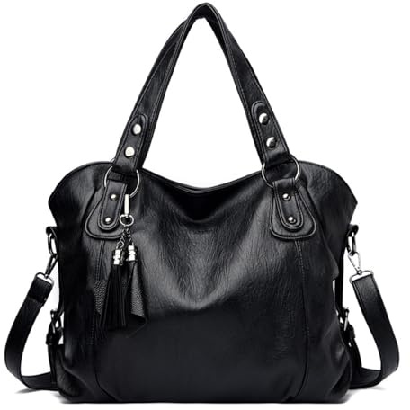 SCOFY FASHION Sac fourre-tout en cuir synthétique souple pour femme - Sac à main minimaliste pour les loisirs