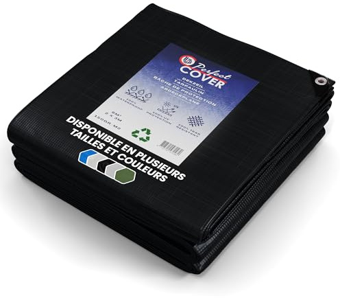 Perfect Cover Telone Impermeabile Per Esterno - Telo Di Copertura Con Occhiellato - Anti-Uv - Telo Protettivo Multiuso Per Mobili Da Giardino, Barche, Legno, Piscina, Auto - 4x6m 150 g/m², Nero