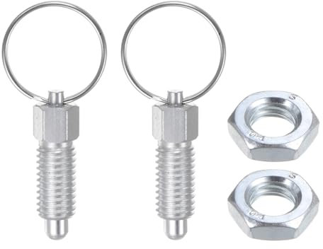 QUARKZMAN 2 Piezas Pasador de Resorte con Anillo de Extracción 3/8˝-16 Rosca Longitud 0.79 Cabeza Redonda Acero al Carbono Pasador Índice Retráctil No Bloqueable Posicionamiento