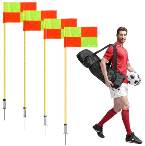 Football Soccer Linesman Referee Flags,Corner flags Portable Soccer Flags Soccer Poles,Dribbling Soccer Equipment for Training