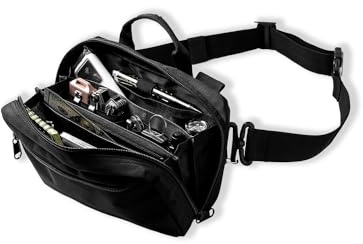 sayram SS1 EDC slingväska, vaxad kanvas EDC sling ryggsäck, mäns crossbody pack resor vandring EDDC axelväska, Klassisk svart, Medium, Edc Sling Bakcpack