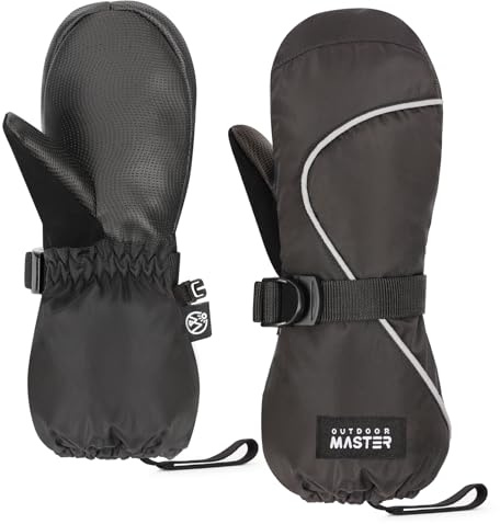 OutdoorMaster Kids Ski Mittens, Ski Winter Waterproof Thermal Snow Gloves for Boys & Girls, Skiing, Snowboard, Winter Sports