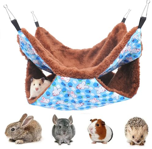 Butyeak Nid Suspendu pour Hamster Double Couche, Hamac pour Rongeurs et Cochon d'Inde, Petit Animal de Compagnie (35 x 35 cm)