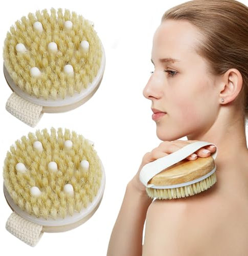 Trockenbürste Körperbürste 2 Stück Dry Brush Massagebürste Dry Brushing Body Brush für Massagebürste Körper und Trockenbürste Lymphdrainage,Trockenmassage Bürste Entfernen Abgestorbener Hauten