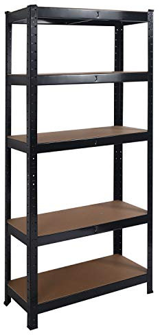 Direct Online Houseware Heavy Duty Steel 5 Tier Racking & Storage Shelves or Workbench - Large 875kg Capacity Black 40 x 90 x 180cm