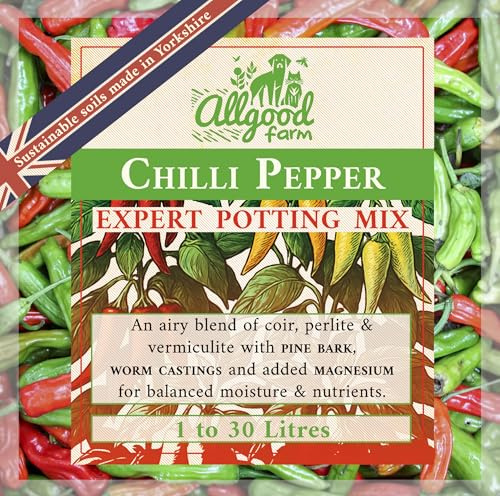 Allgood Farm Chilli Pepper Soil - Expert Potting Soil Mix for Growing Chillies, Bell Peppers, Aubergines (5 Litres)