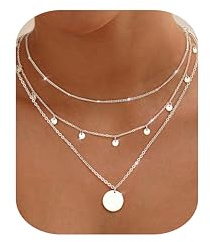 Chriscoco 3Pcs Collier Femme Argent Réglable Acier Inoxydable Chaîne