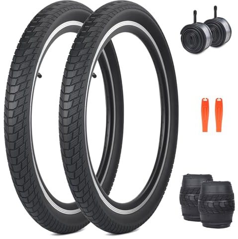 ZUKKA 2 st vikbara 24 tums däck 24 x 2,40 kappa 60–507 och 2 st 24 tums slang AV35 mm ventil för barncykel, MTB mountainbike, MX Freestyle pendlarcykel