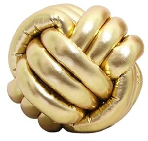 LXLAEOANG Coussin tissé à la Main en Forme de Boule, Feuille nouée, Corde Trois brins, for Baie vitrée(Gold)